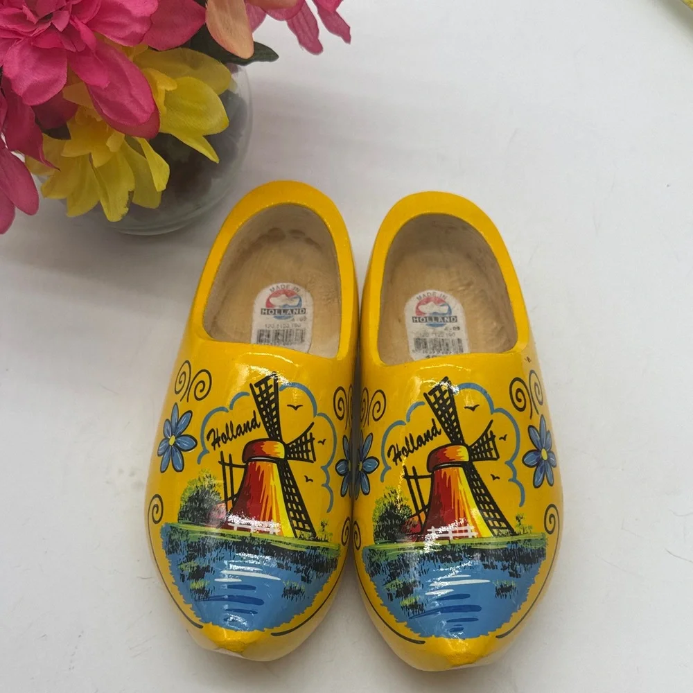 Yellow Holland Wooden Shoes Kids Clogs